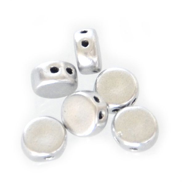 GL6400 6mm Met Silver 2 Hole Pill Bead