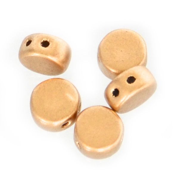 GL6401 6mm Met Gold 2 Hole Pill Bead