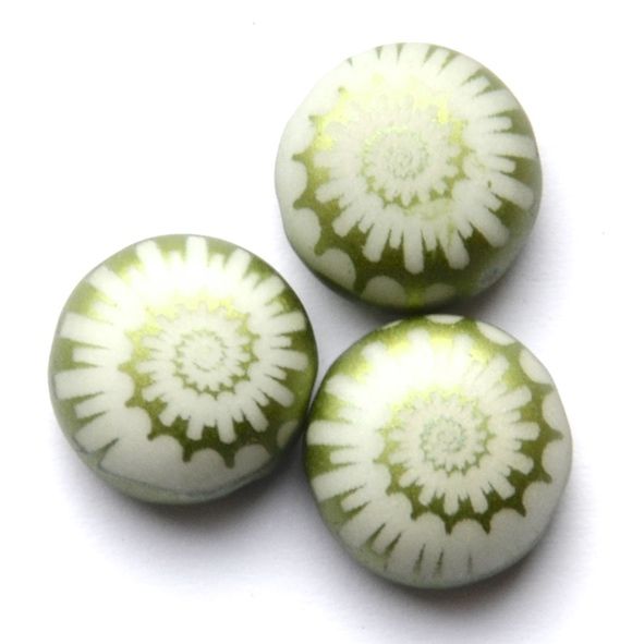 GL6467 12mm Olive Printed Candy Bead