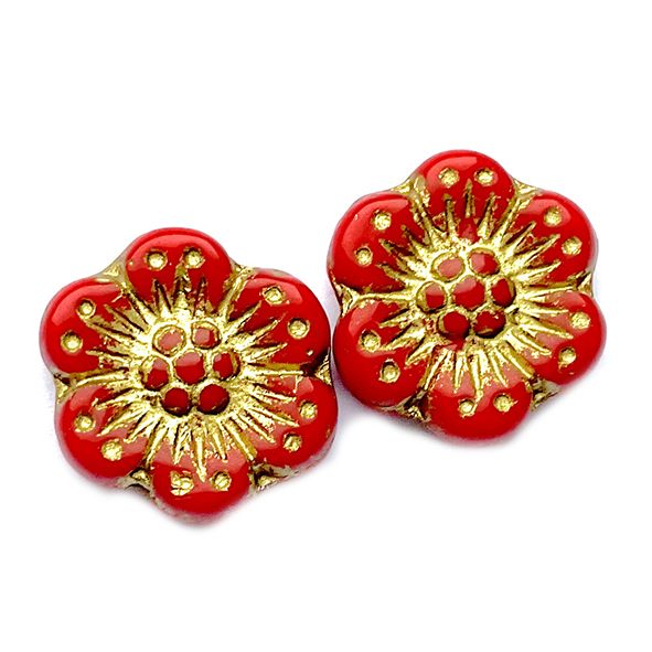 GL6478 12mm Gold on Red Flower