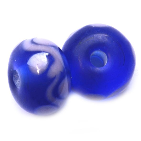 GL6531 Pink Dots and Wave on Blue Beads