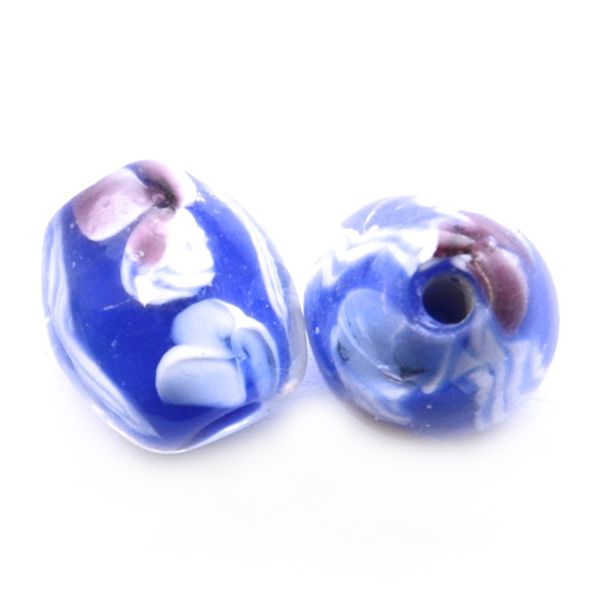 GL6535 Blue/Pink Oval Beads