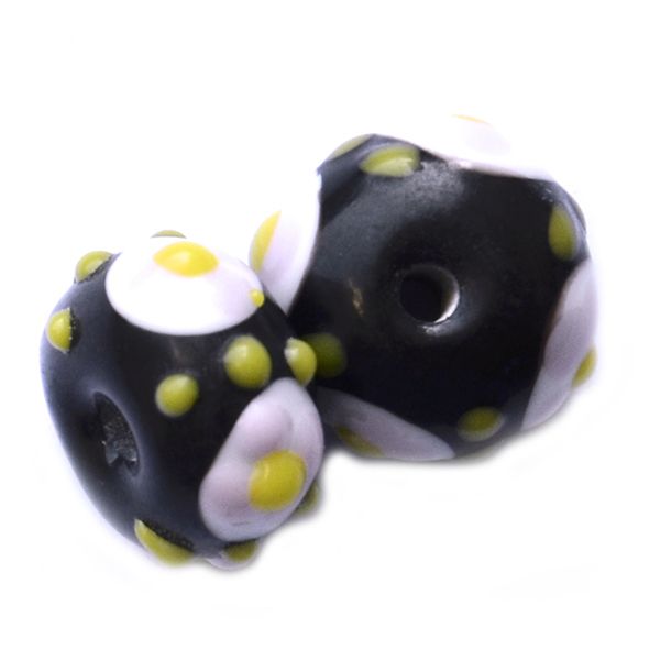 GL6543 Pink/Lime on Black Beads