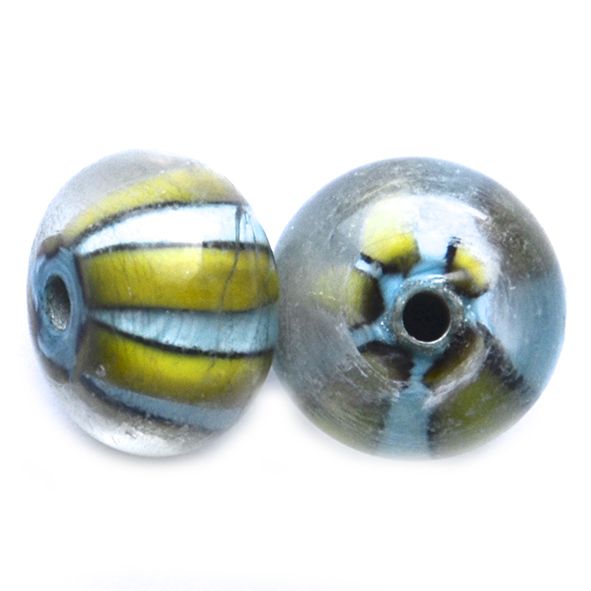 GL6559 Turquoise/Chartreuse Stripe Beads