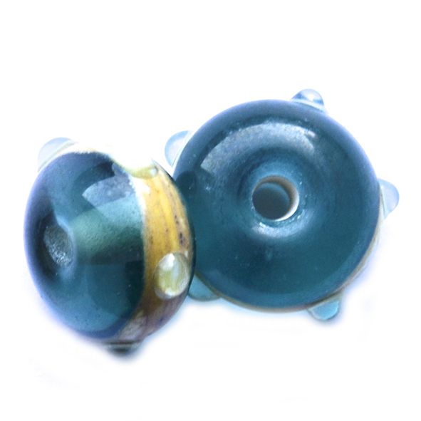 GL6568 Teal with Ochre Band Beads