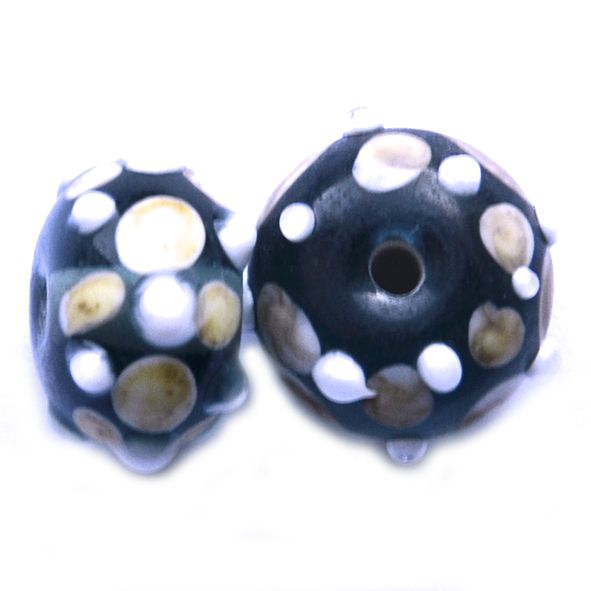 GL6570 Teal with Ochre and White Spot Beads