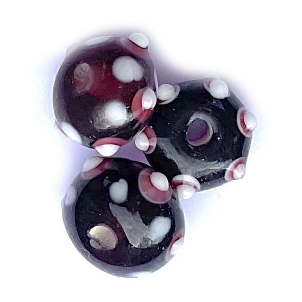 GL6749 Pink & White on Purple Rondelle Bead