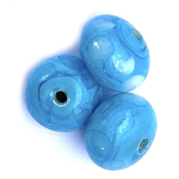 GL6764 Turquoise and Spot Rondelle Bead