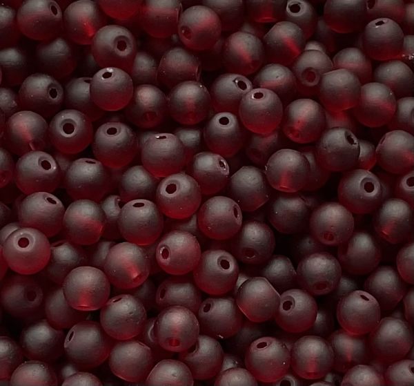 GL6863 4mm Frosted Deep Red Round Beads