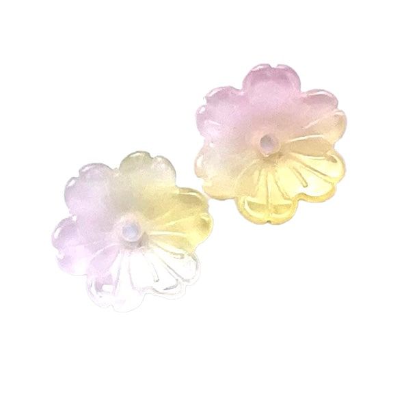 GL6875 Dawn Pink and Yellow 15mm Cherry Blossom Bead
