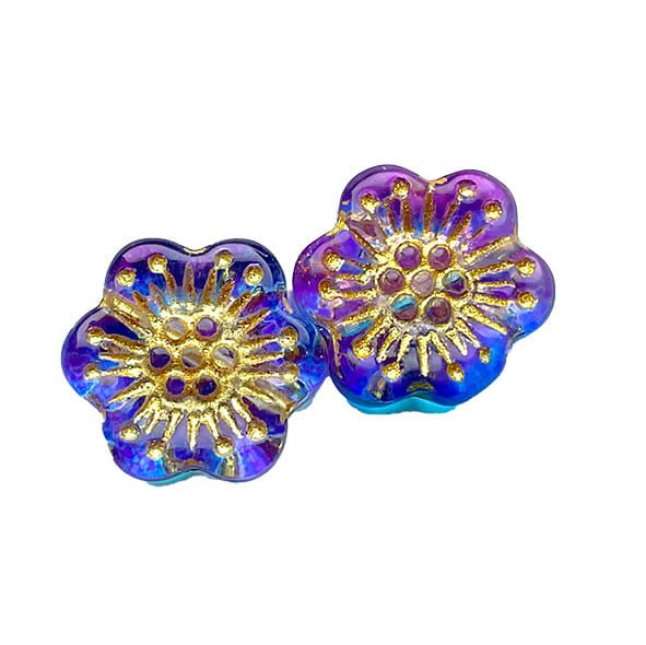GL6883 Rich Violet Flower Bead