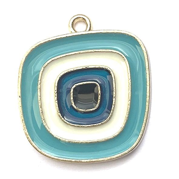 MB307 22mm Turquoise and Blue Deco Enamel Pendant