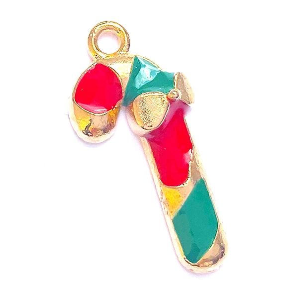 MB348 20mm Red and Green Candy Cane Charm