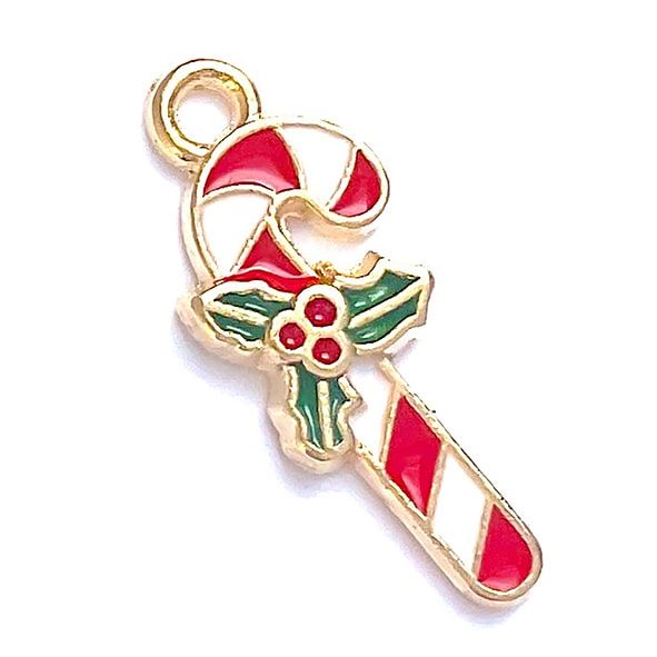 MB349 18mm Red and White Candy Cane Charm