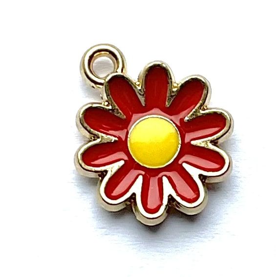MB395 Red Enamel Daisy Charm