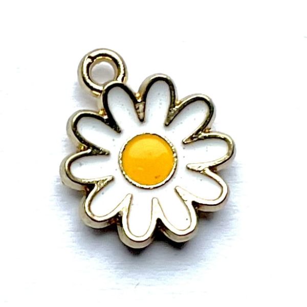 MB396 White Enamel Daisy Charm