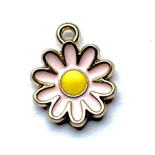 MB399 Pastel Pink Enamel Daisy Charm