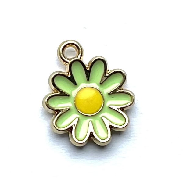 MB402 Spring Green Enamel Daisy Charm