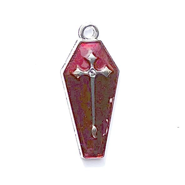 MB717 25x11mm Red Coffin Pendant