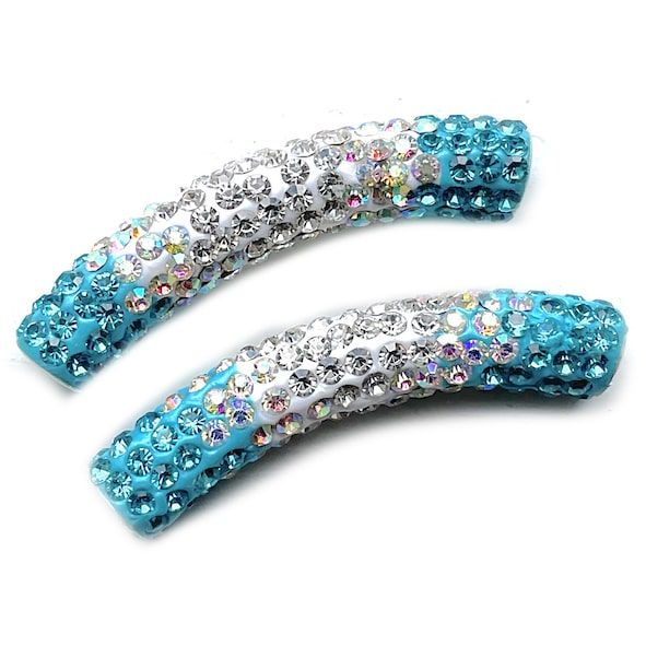 MBx975TU 50x10mm Turquoise and White Curved Tube
