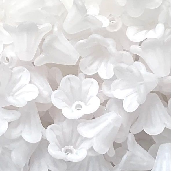 PB250 White 12x14mm Fuchsia Flower Bead