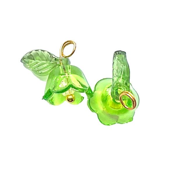 PB386 Fresh Green Tulip Charm Pendant