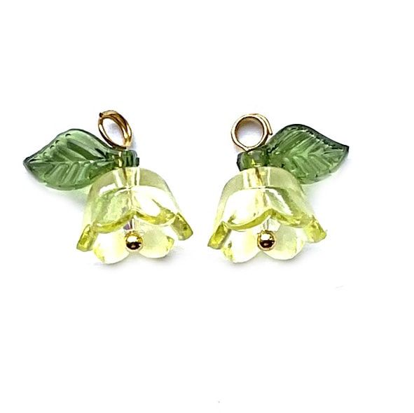 PB387 Pale Yellow Tulip Charm Pendant