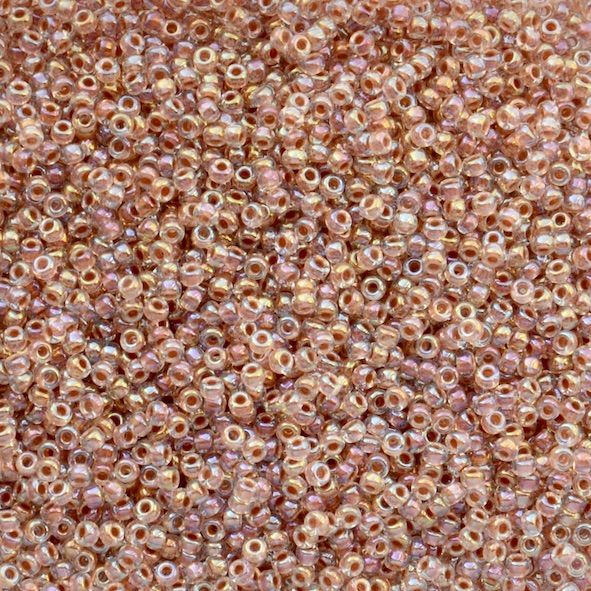 RC11-0275 Dk Peach Ld Crystal AB Size 11 Seed Beads