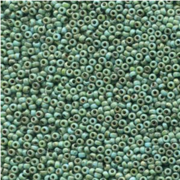 RC11-4514 Seafoam Green Picasso Size 11 Seed Beads