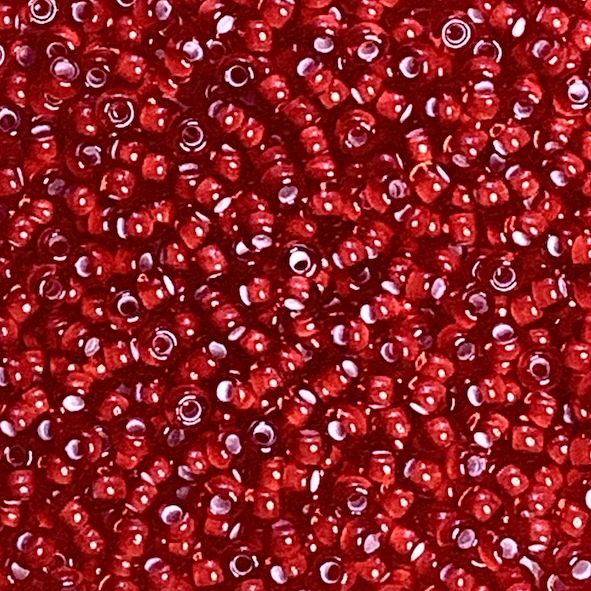 RC170 Red w White Lining size 8 seed bead
