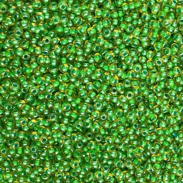 RC688 Green Lined Topaz Size 10 Seed Beads
