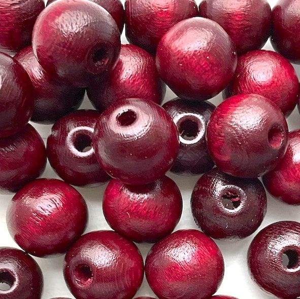 WD1015 10mm Bordeaux Wooden Beads