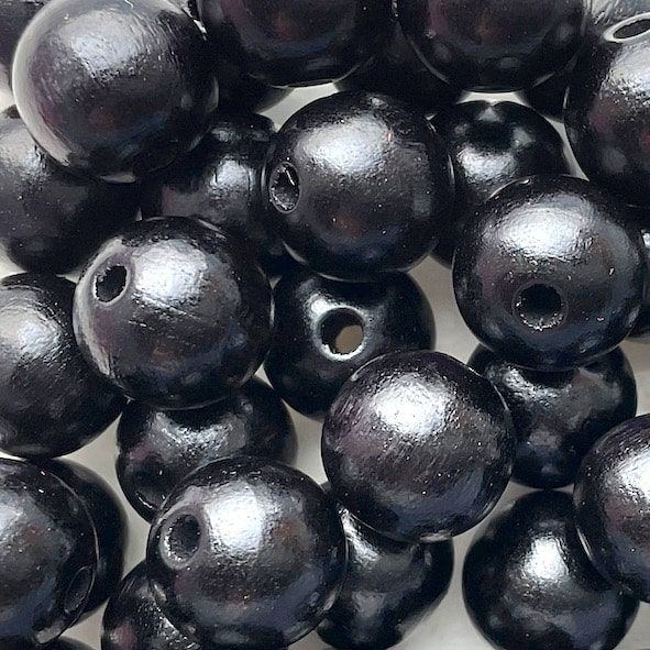 WD1214 12mm Black Wooden Beads