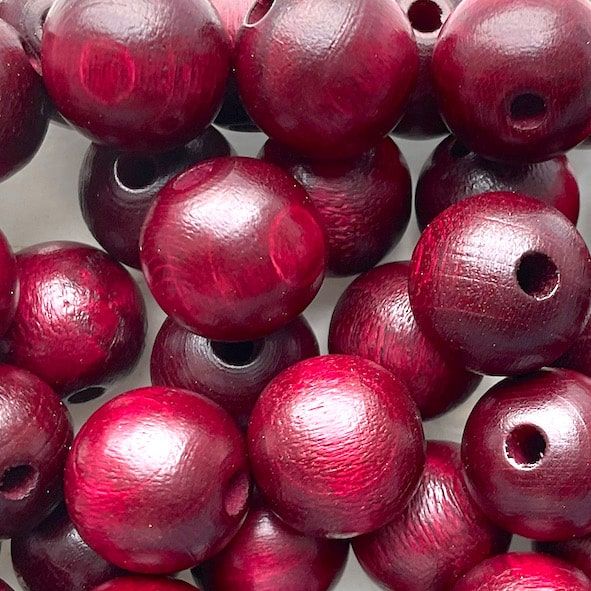 WD1216 12mm Bordeaux Wooden Beads