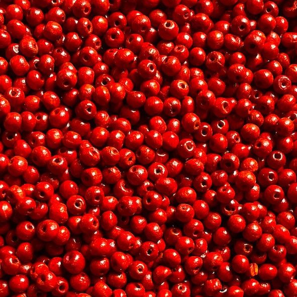 WD432 4mm Red Brown Wooden Beads