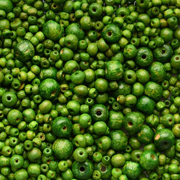 WD445 Asst Green Wooden Beads