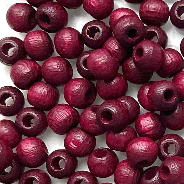 WD467 4mm Bordeaux Wooden Beads
