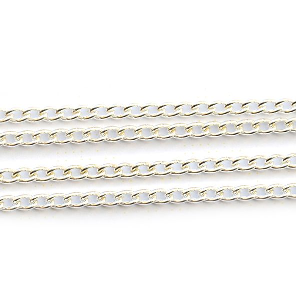 FN333 Silver Curb Chain Link Size 3x3.5mm
