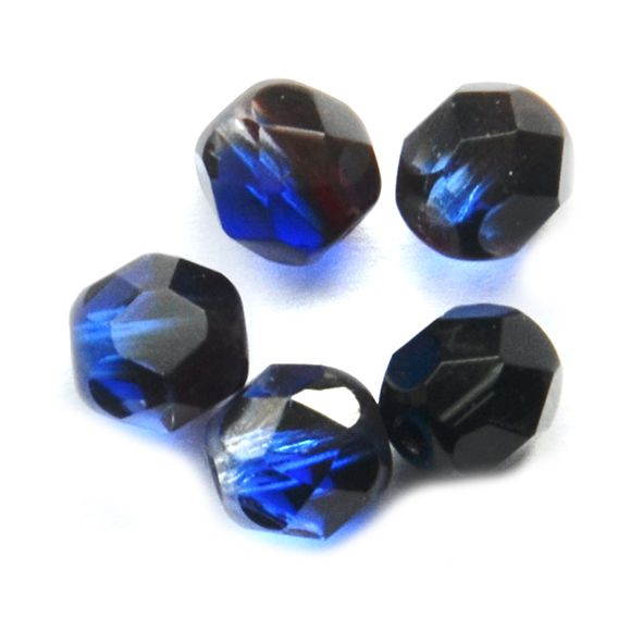 FG665 6mm Blue and Dark Siam Facet