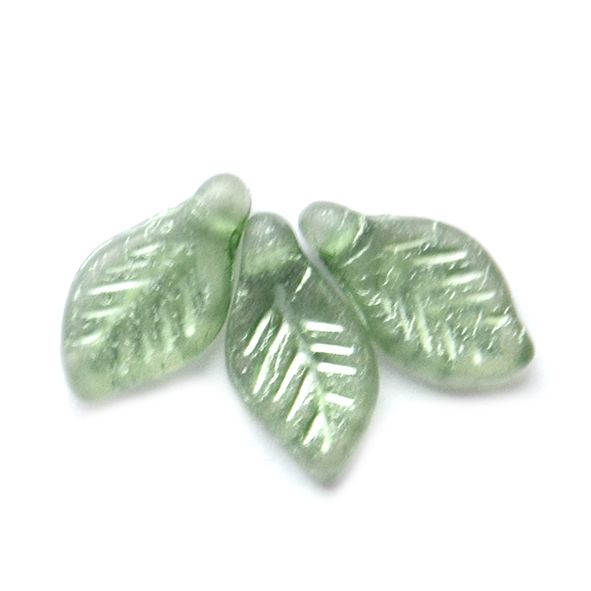 GL1711 12x6mm Sage Cross-hole Leaf Bead