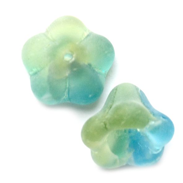 GL1784 11x13mm Blue/Green Trumpet Flower Bead