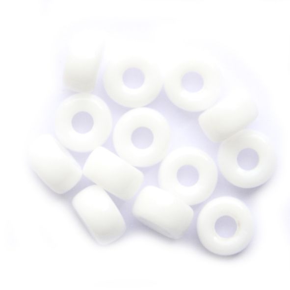 GL3374 small white crow bead - 6x4mm