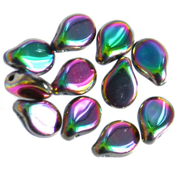 GL5713 Green Purple Iris Pip Beads