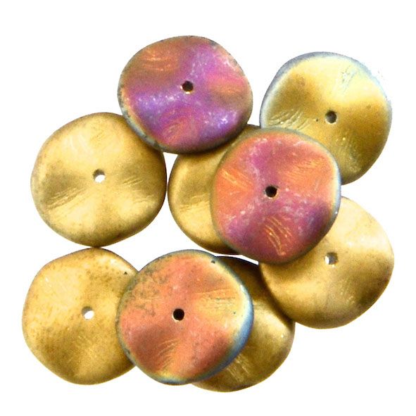 GL5834 Lilac DichroicMatt Gold Ripple Beads