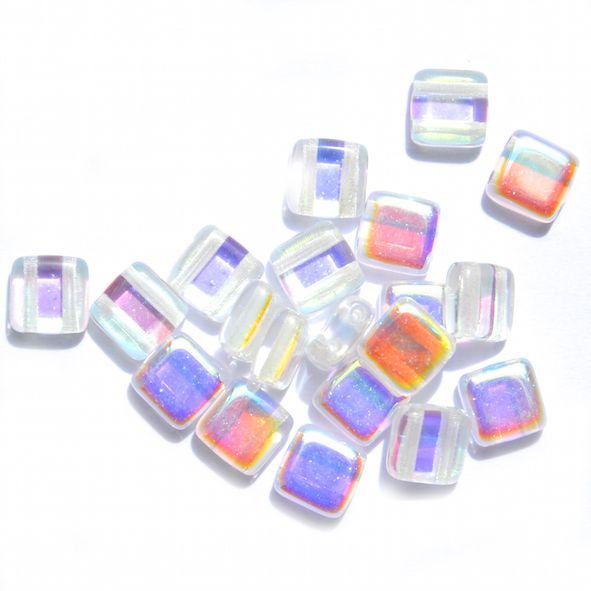 GL5854 Clear AB 2 Hole Tile Bead