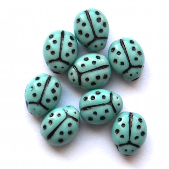 GL5915 10x8mm Teal Ladybird Bead