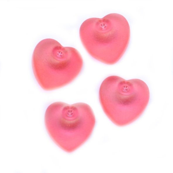 GL6260 10mm Coral Pink Frosted Heart Bead