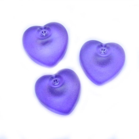 GL6262 10mm Dark Tanzanite Frosted Heart Bead