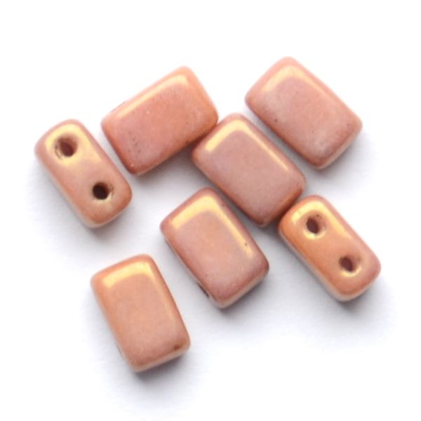 GL6383 6x4mm Lustre Rose 2 Hole Brick Bead
