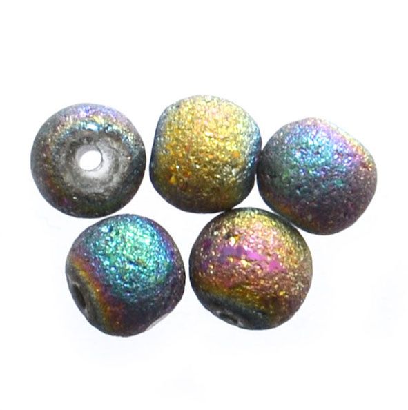 GL6415 8mm Rainbow Druzy Glass Round